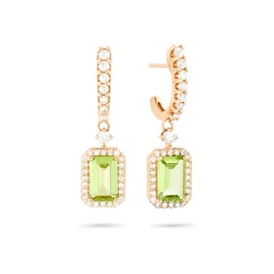 Earring Diam Peridots 18kt