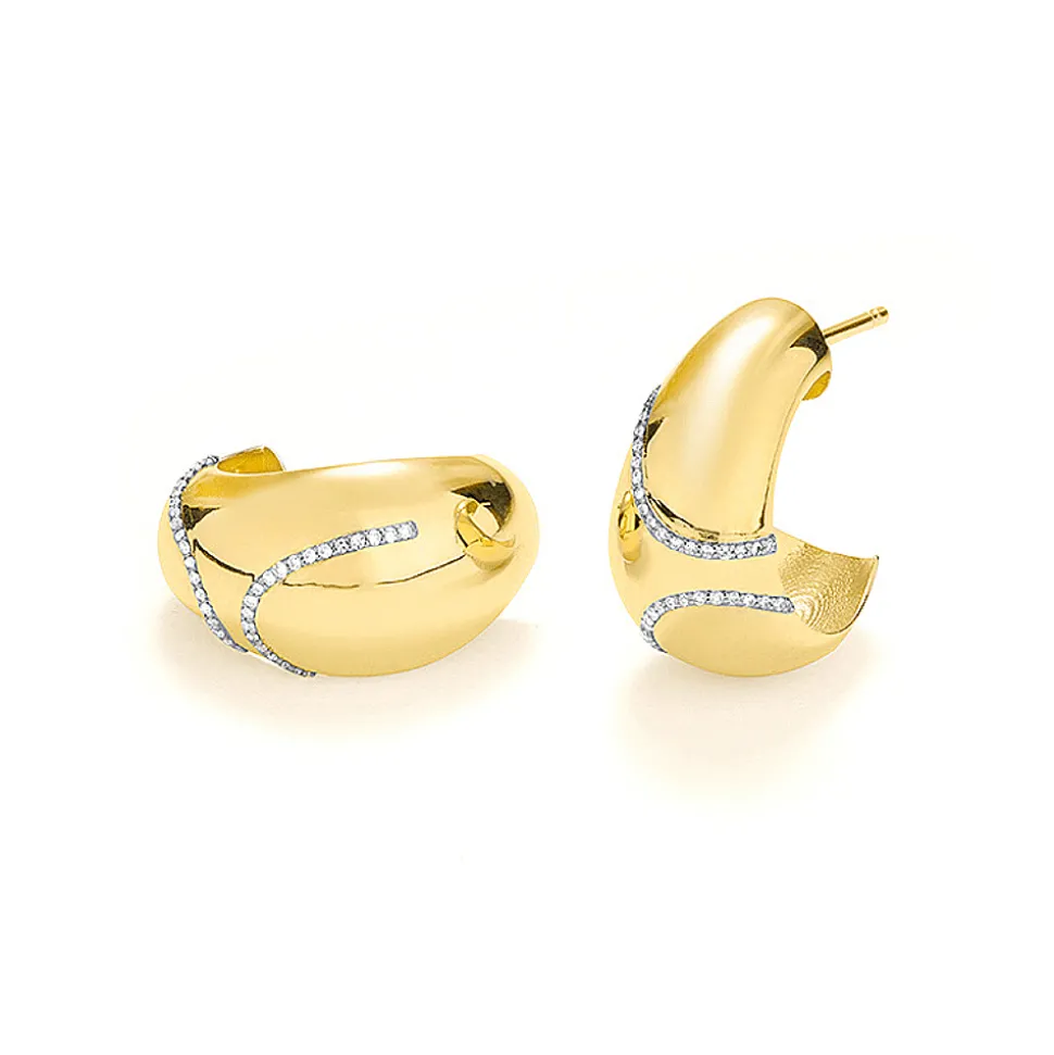 Facet earring yellow gold white rhodium E3140067GYA08
