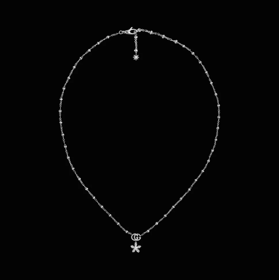 Flora Ketting Witgoud Diamant