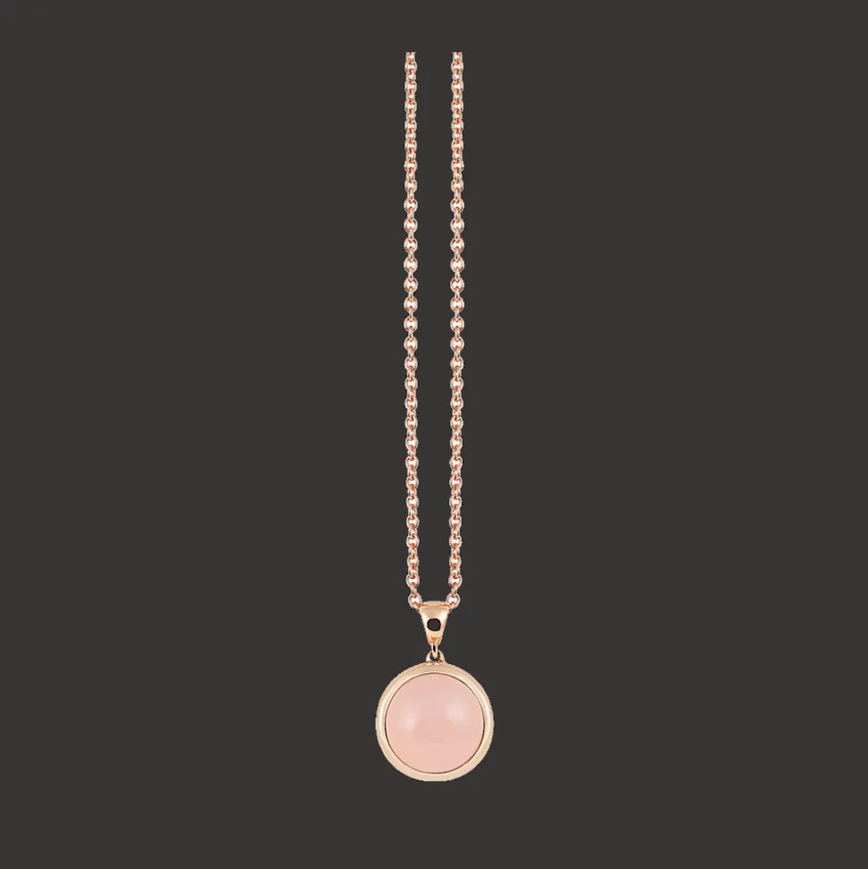 Halsketting 18kt Rose goud Chalcedoon Roze