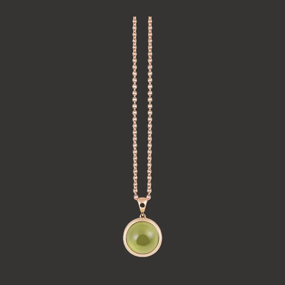 Halsketting 18kt Rose goud Peridot