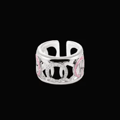Mezzaluna Ring Witgoud Diamant Roze Saffier