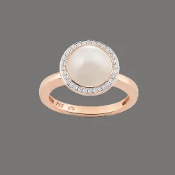 Ring 18kt Rose Goud Diamant Maansteen