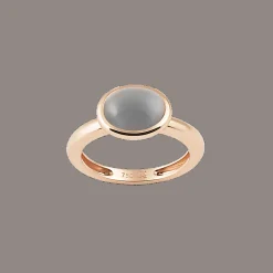 Ring 18kt Rose goud Grijze Maansteen