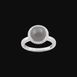Ring 18kt Witgoud Diamond Grijze Maansteen