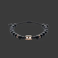 Wolf Armband 18kt Rose goud Onyx Diamant