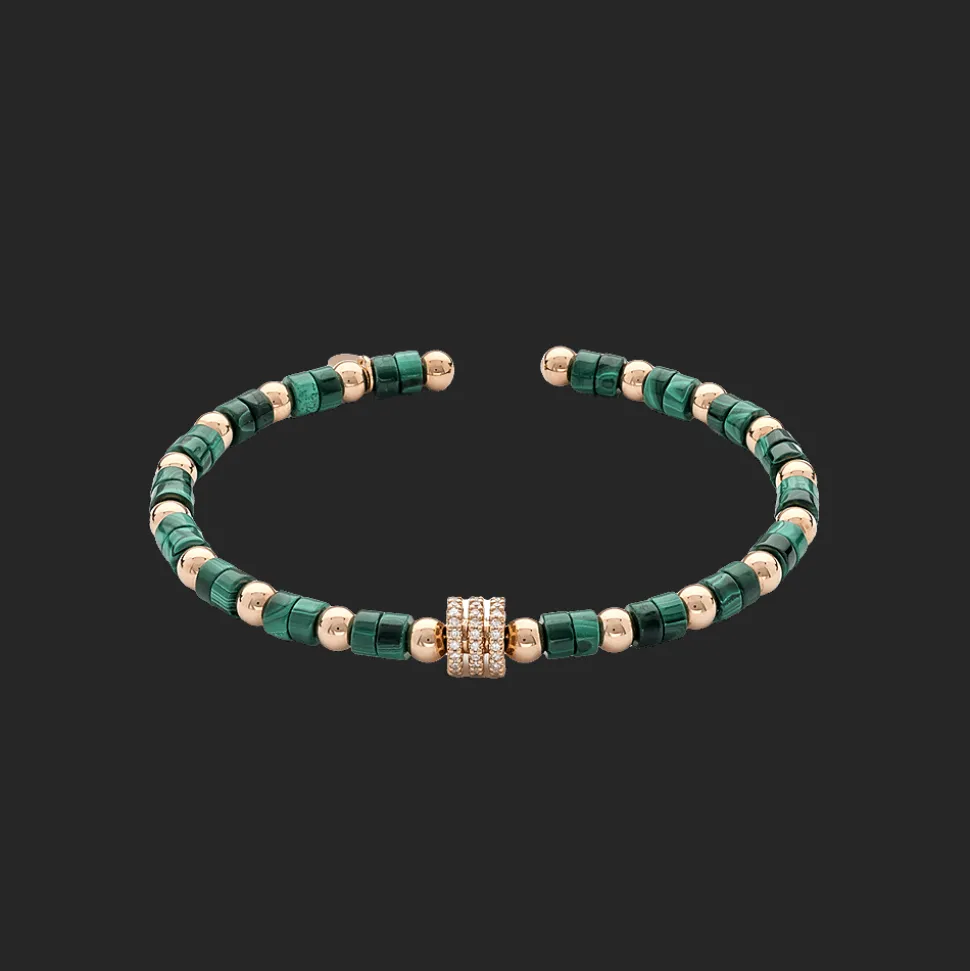 Wolf Armband 18kt Rose goud Malachiet